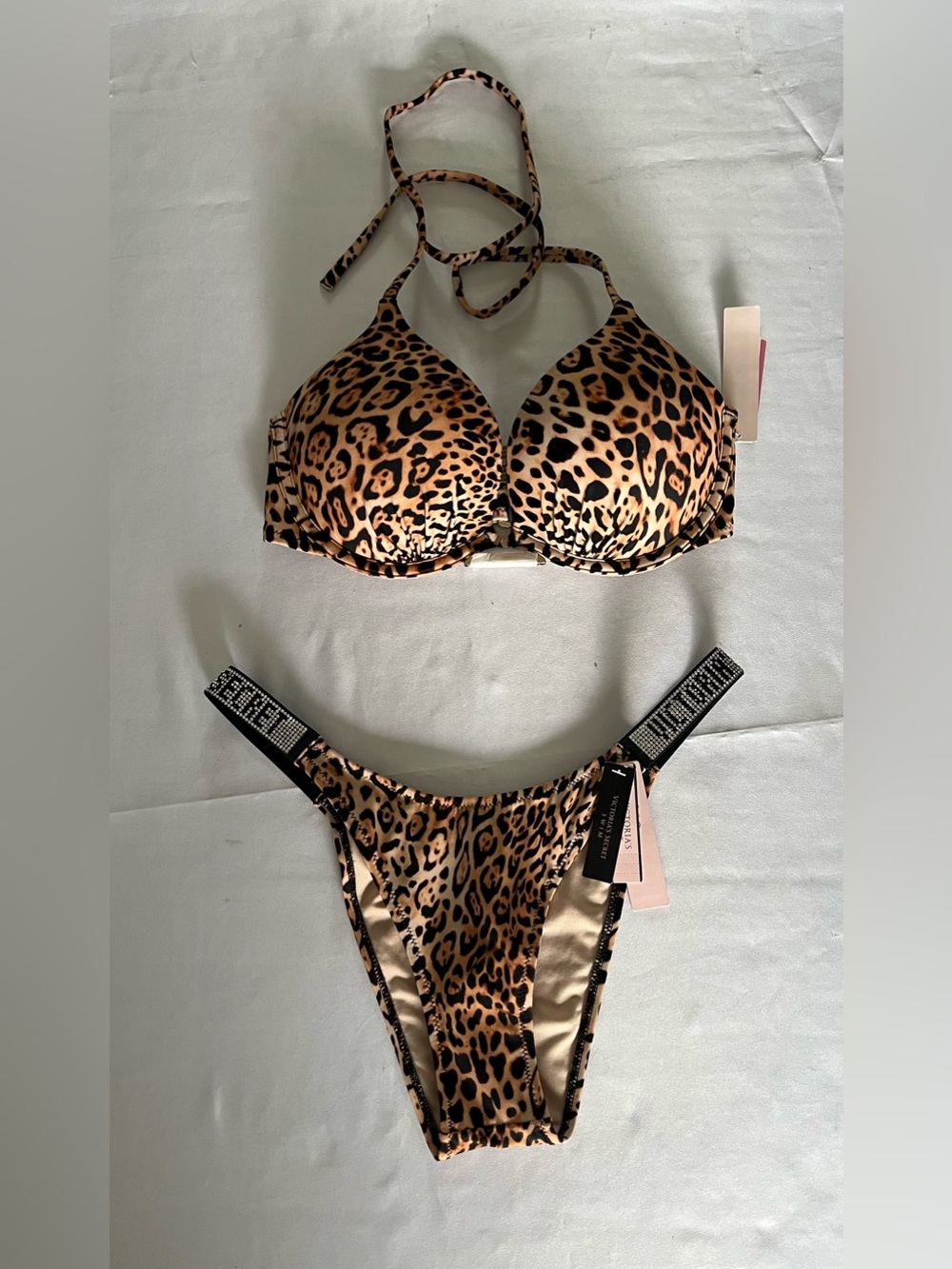 Victoria’s Secret Leopard Bling Push Up Two-Piece Swim Suit, New